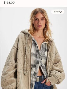 NWOT We The Free Quilted Hooded Puffer Jacket in Taupe